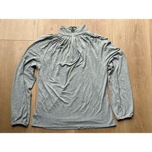 Michael Kors Gray Mock Neck Long Sleeve Top Pleated Blouse Womens Size S‎